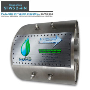 Dispositivo ViveSinSarro SFWS para hoteles, condominios, tuberías de agua potable municipal, reduce la acumulación de sarro en equipos y tuberías