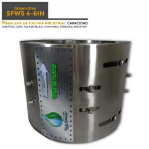 Dispositivo ViveSinSarro SFWS para alto flujo industrial, hoteles, condominios, tuberías de agua potable municipal, reduce la acumulación de sarro en sistemas de agua
