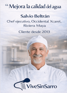Testimonio de Salvio Beltrán chef ejecutivo sobre ViveSinSarro, mejora del agua y eliminación de malos olores