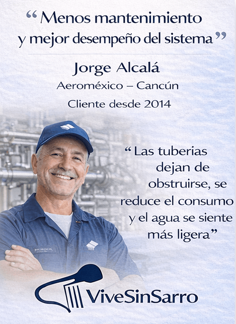Testimonio de Jorge Alcalá en Aeroméxico Cancún sobre ViveSinSarro, mejor desempeño del sistema y menor mantenimiento
