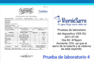 A los dos meses de haber instalado el dispositivo ViveSinSarro vemos algo muy raro, aumentan los PPM, eso significa que se está cayendo el sarro de las tuberías y la cisterna a un ritmo muy acelerado, significa que a los 60 días ya se puede retirar el sarro solamente con una escoba en el tinaco o cisterna, no antes.